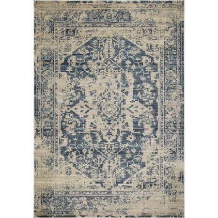 Palacedesigns Beige & Blue Distressed Medallion Area Rug - Ivory - 3 x 5 ft. PA3673535
